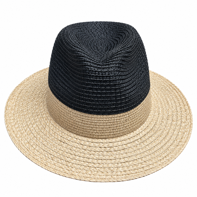 Chapeaux de soleil en paille bicolore - Noir - M (56 - 58cm) | La boutique du chapeau