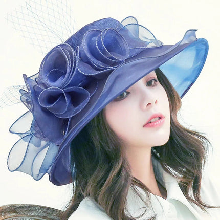 Chapeaux d'église en organza - Bleu - M (56 - 58cm) | La boutique du chapeau