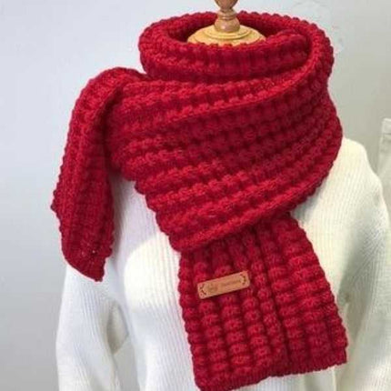 Écharpe femme grosse maille torsadée, longue et chaude - Rouge - 196 x 41 cm | La boutique du chapeau