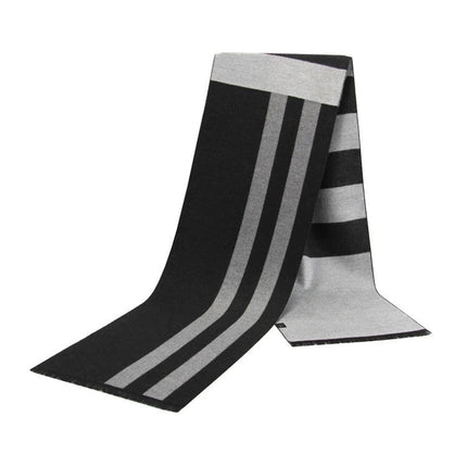 Écharpe homme tricotée - hiver - noir/gris clair - >175cm | La boutique du chapeau