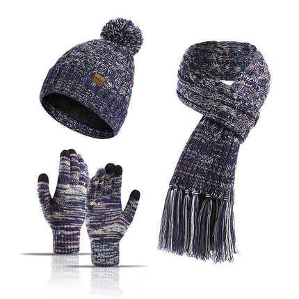 Echarpe, bonnet et gants en laine - Violet - Ajustable (du 54 au 59) | La boutique du chapeau
