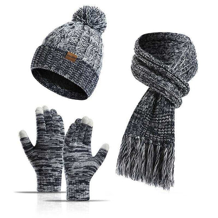 Echarpe, bonnet et gants en laine - Noir - Ajustable (du 54 au 59) | La boutique du chapeau