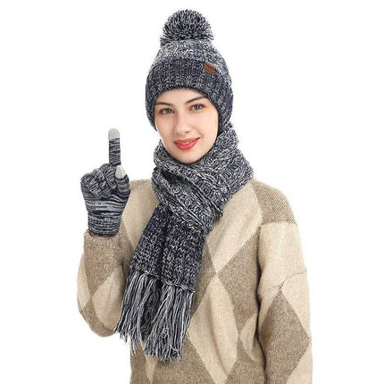 Echarpe, bonnet et gants en laine - Blanc - Ajustable (du 54 au 59) | La boutique du chapeau
