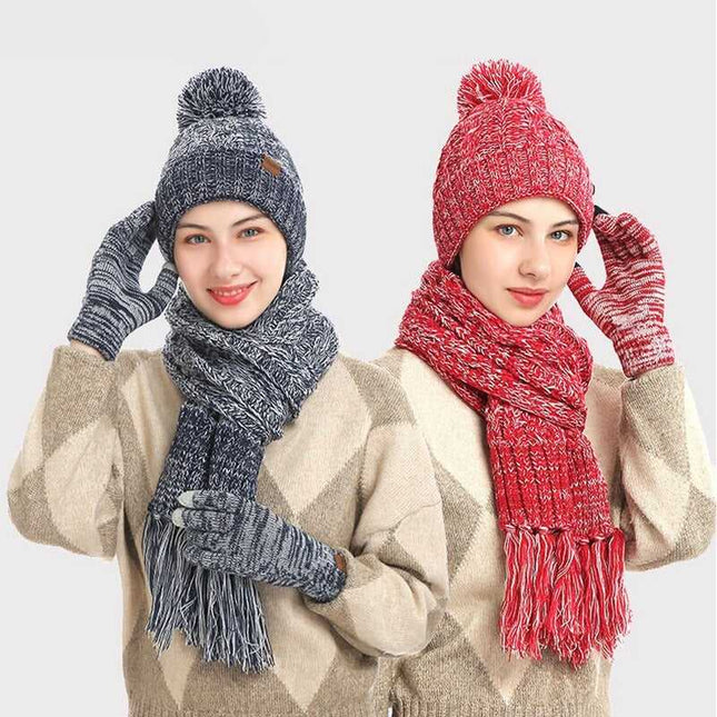 Echarpe, bonnet et gants en laine - Gris - Ajustable (du 54 au 59) | La boutique du chapeau