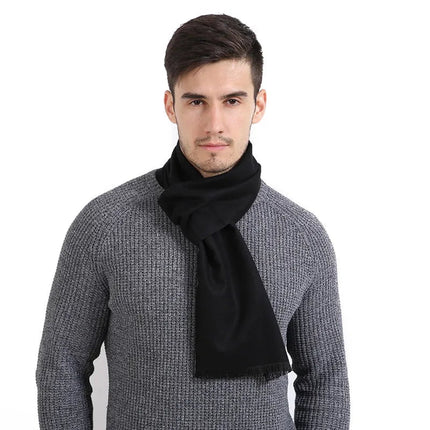 Écharpe chaude et douce pour homme - Noir - 180x30cm | La boutique du chapeau