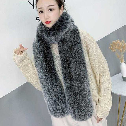 Écharpe en fausse fourrure femmes - Noir Gris - | La boutique du chapeau