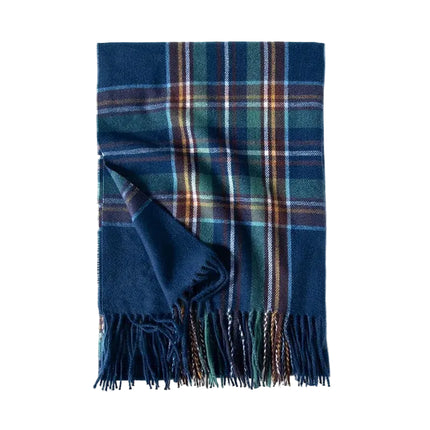 Écharpe épaisse à carreaux - Bleu - 200 × 68 cm | La boutique du chapeau