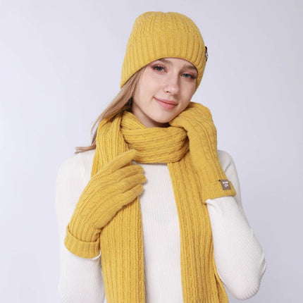 Ensemble 3 pièces de couleur unie pour femme - Jaune - Ajustable (du 54 au 59) | La boutique du chapeau
