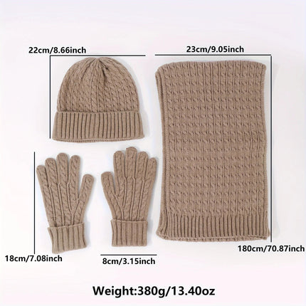 Ensemble 3 pièces de couleur unie pour femme - Beige- Ajustable (du 54 au 59) | La boutique du chapeau