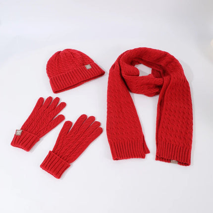 Ensemble 3 pièces de couleur unie pour femme - Rouge - Ajustable (du 54 au 59) | La boutique du chapeau