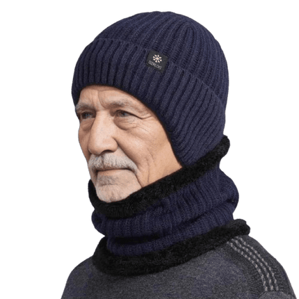 Ensemble bonnet cache - cou pour homme - Bleu - Ajustable (du 54 au 59) | La boutique du chapeau