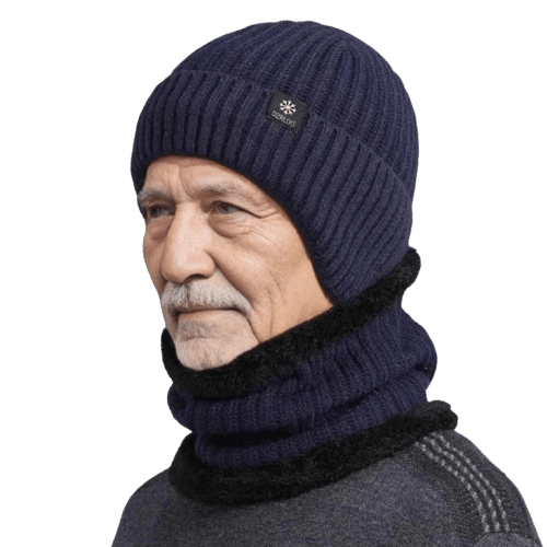Ensemble bonnet cache - cou pour homme - Bleu - Ajustable (du 54 au 59) | La boutique du chapeau