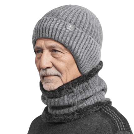 Ensemble bonnet cache - cou pour homme - Gris - Ajustable (du 54 au 59) | La boutique du chapeau