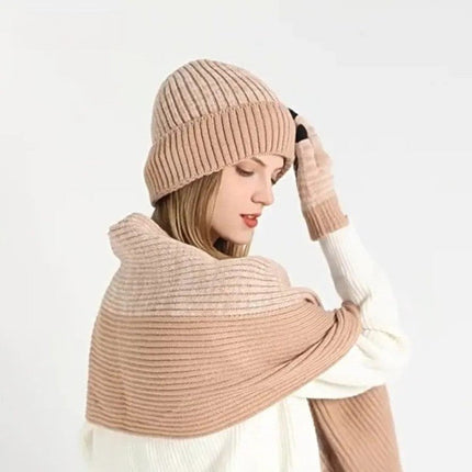 Ensemble bonnet d'hiver, gants, écharpe - Rose - Ajustable (du 54 au 59) | La boutique du chapeau