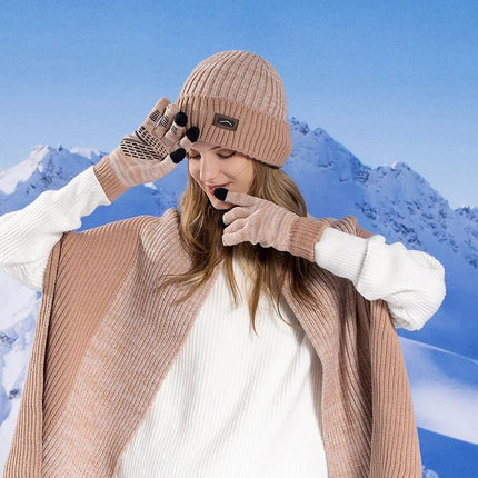 Ensemble bonnet d'hiver, gants, écharpe - Rose - Ajustable (du 54 au 59) | La boutique du chapeau
