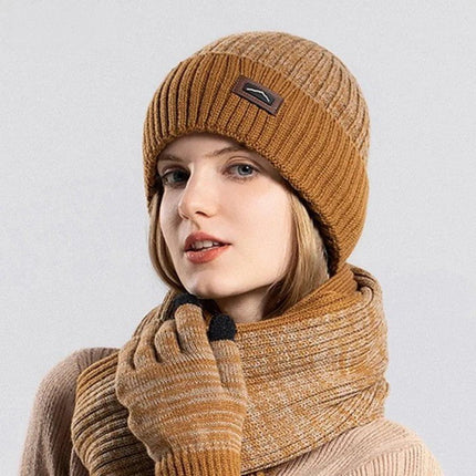 Ensemble bonnet d'hiver, gants, écharpe - Kaki - Ajustable (du 54 au 59) | La boutique du chapeau