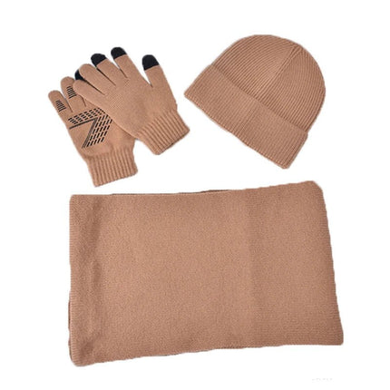Ensemble bonnet écharpe et gants en polyester - Kaki - Ajustable (du 54 au 59) | La boutique du chapeau