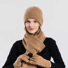 Ensemble bonnet écharpe et gants en polyester - Kaki - Ajustable (du 54 au 59) | La boutique du chapeau
