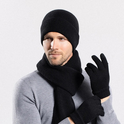 Ensemble bonnet écharpe et gants en polyester - Noir - Ajustable (du 54 au 59) | La boutique du chapeau