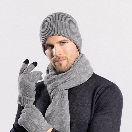 Ensemble bonnet écharpe et gants en polyester - Gris - Ajustable (du 54 au 59) | La boutique du chapeau