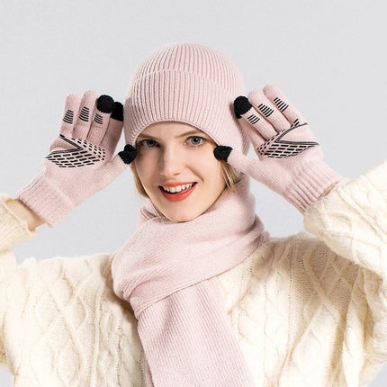 Ensemble bonnet écharpe et gants en polyester - Rose - Ajustable (du 54 au 59) | La boutique du chapeau