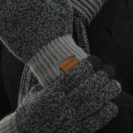 Ensemble bonnet écharpe et gants pour homme - Gris - Ajustable (du 54 au 59) | La boutique du chapeau