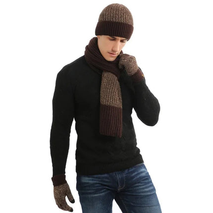 Ensemble bonnet écharpe et gants pour homme - Marron - Ajustable (du 54 au 59) | La boutique du chapeau