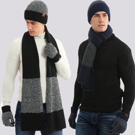 Ensemble bonnet écharpe et gants pour homme - Bleu - Ajustable (du 54 au 59) | La boutique du chapeau