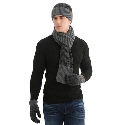 Ensemble bonnet écharpe et gants pour homme - Gris - Ajustable (du 54 au 59) | La boutique du chapeau