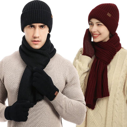 Ensemble bonnet écharpe et gants unisexe - Noir - Ajustable (du 54 au 59) | La boutique du chapeau
