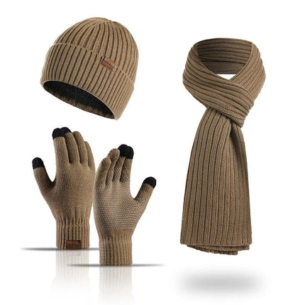 Ensemble bonnet écharpe et gants unisexe - Kaki - Ajustable (du 54 au 59) | La boutique du chapeau