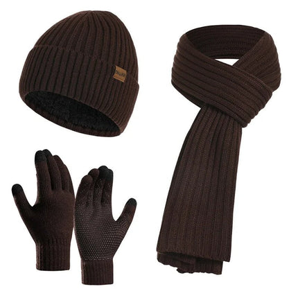 Ensemble bonnet écharpe et gants unisexe - Marron - Ajustable (du 54 au 59) | La boutique du chapeau