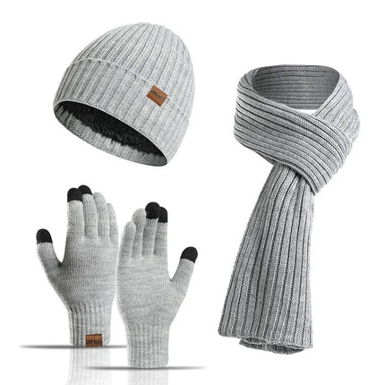 Ensemble bonnet écharpe et gants unisexe - Gris clair - Ajustable (du 54 au 59) | La boutique du chapeau
