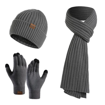 Ensemble bonnet écharpe et gants unisexe - Gris - Ajustable (du 54 au 59) | La boutique du chapeau