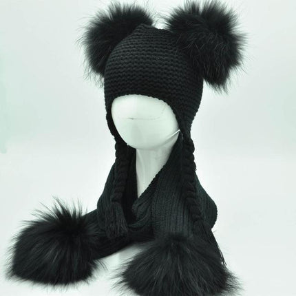 Ensemble bonnet et écharpe pour enfant - Noir - Enfant | La boutique du chapeau