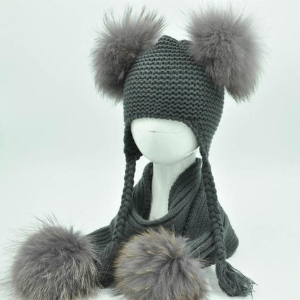 Ensemble bonnet et écharpe pour enfant - Gris foncé - Enfant | La boutique du chapeau