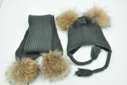 Ensemble bonnet et écharpe pour enfant - Gris foncé 2 - Enfant | La boutique du chapeau