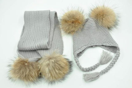 Ensemble bonnet et écharpe pour enfant - Gris clair 2 - Enfant | La boutique du chapeau