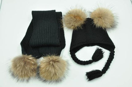 Ensemble bonnet et écharpe pour enfant - Noir 1 - Enfant | La boutique du chapeau