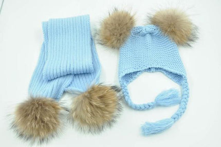 Ensemble bonnet et écharpe pour enfant - Bleu ciel - Enfant | La boutique du chapeau