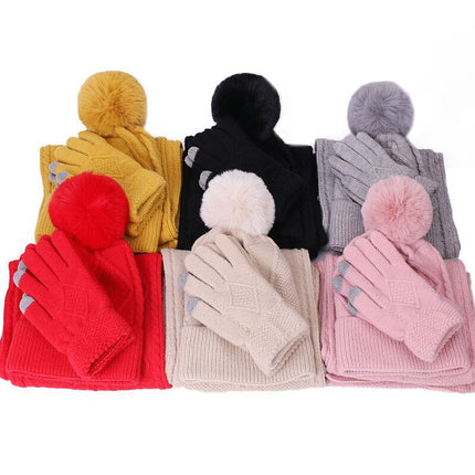 Ensemble bonnet et écharpe pour femme 3 pièces - Rose - Adulte | La boutique du chapeau