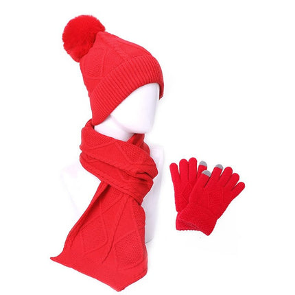 Ensemble bonnet et écharpe pour femme 3 pièces - Rose - Adulte | La boutique du chapeau
