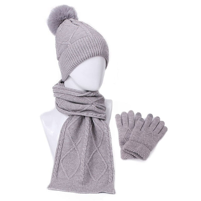 Ensemble bonnet et écharpe pour femme 3 pièces - Gris - Adulte | La boutique du chapeau