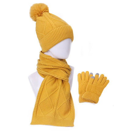 Ensemble bonnet et écharpe pour femme 3 pièces - Jaune - Adulte | La boutique du chapeau