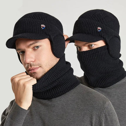 Ensemble bonnet visière et cache-cou - Noir - Ajustable (du 54 au 59) | La boutique du chapeau