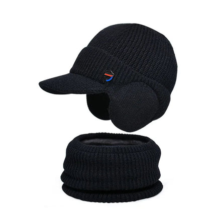 Ensemble bonnet visière et cache-cou - Noir - Ajustable (du 54 au 59) | La boutique du chapeau