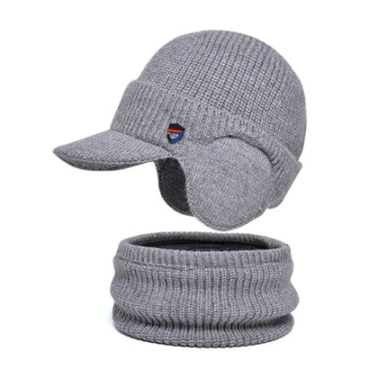 Ensemble bonnet visière et cache-cou - Gris clair - Ajustable (du 54 au 59) | La boutique du chapeau