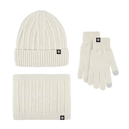 Ensemble bonnet gants et cache-cou en velours - Blanc - Ajustable (du 54 au 59) | La boutique du chapeau