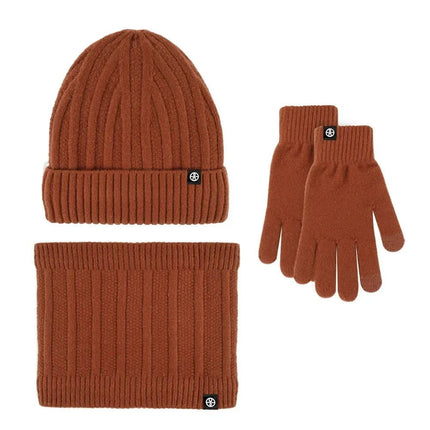 Ensemble bonnet gants et cache-cou en velours - Orange - Ajustable (du 54 au 59) | La boutique du chapeau