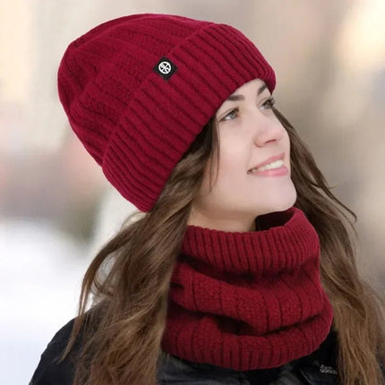 Ensemble bonnet gants et cache-cou en velours - Bordeaux - Ajustable (du 54 au 59) | La boutique du chapeau